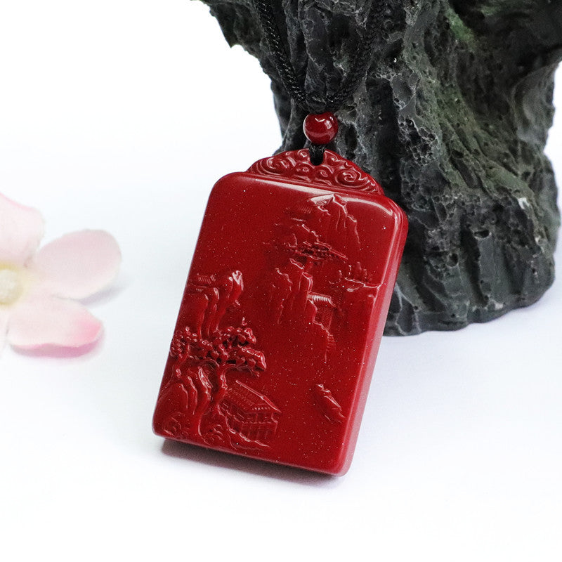 Cinnabar Landscape Pendant Jewelry