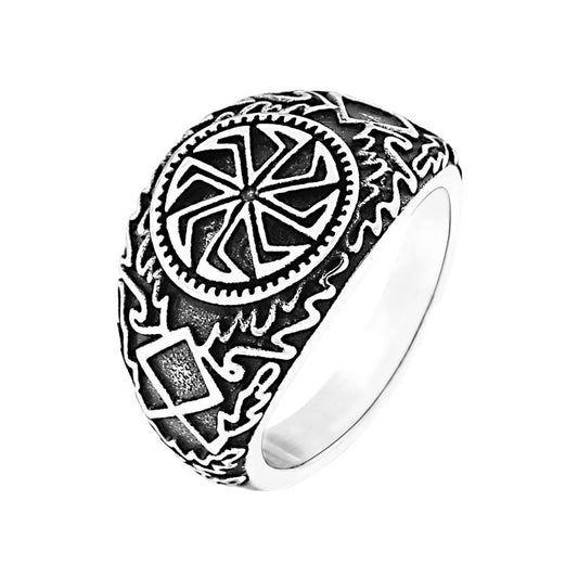 Retro Viking-Themed Titanium Steel Ring for Men - Wholesale Fashion Jewelry