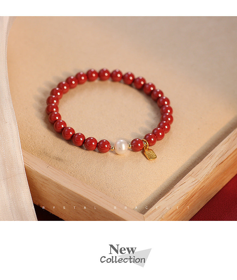 Authentic Purple and Gold Cinnabar Pearl Bracelet for Women