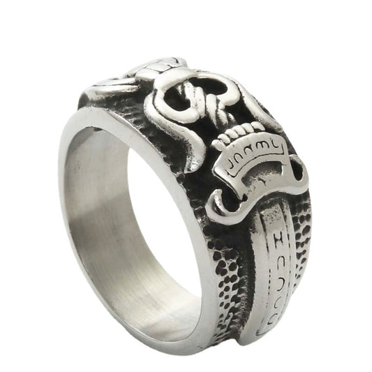 Titanium Steel Sword Ring for Men - Retro Punk Stainless Steel Finger Accessory