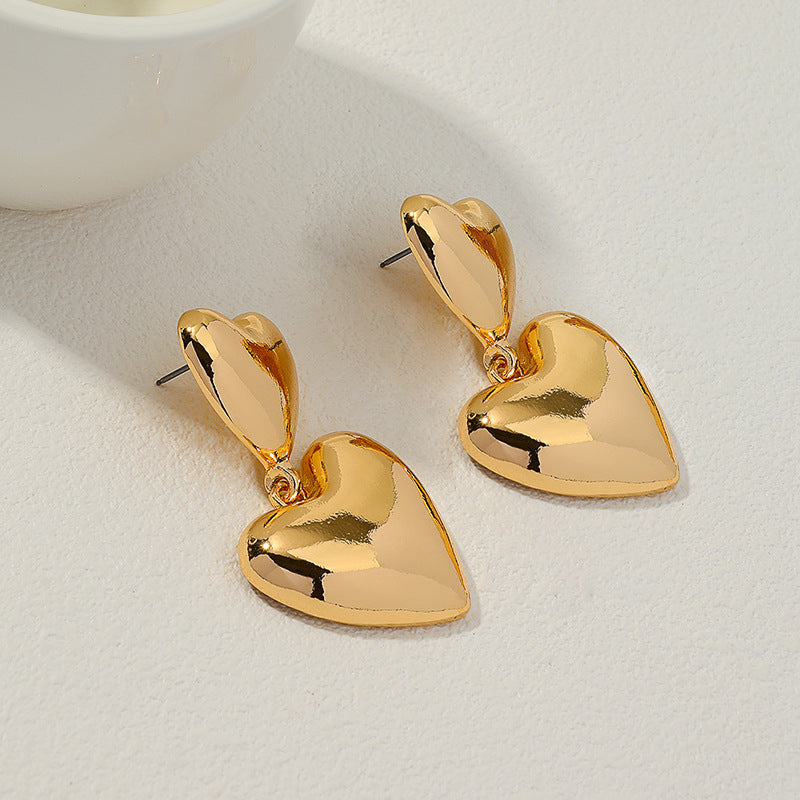 Elegant Metal Heart Shaped Earrings for Women - Vienna Verve Collection