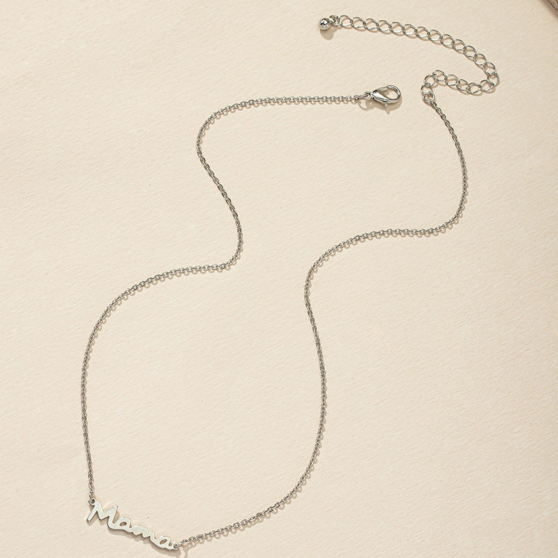 Mama Necklace with Letter Collarbone Chain: Trendy Minimalist Design from Europe and America