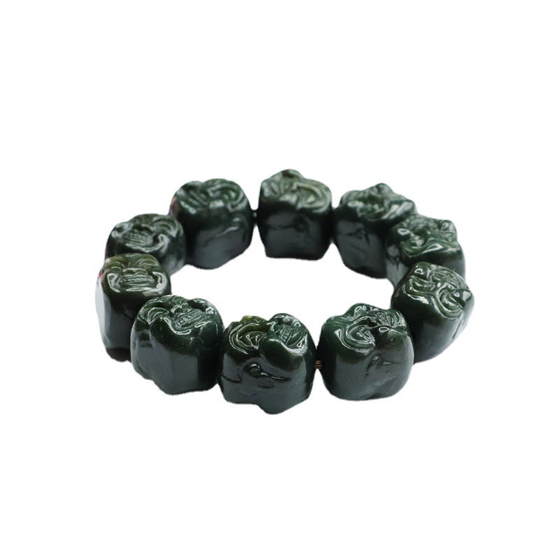 Green Buddha's Head Jade Bracelet