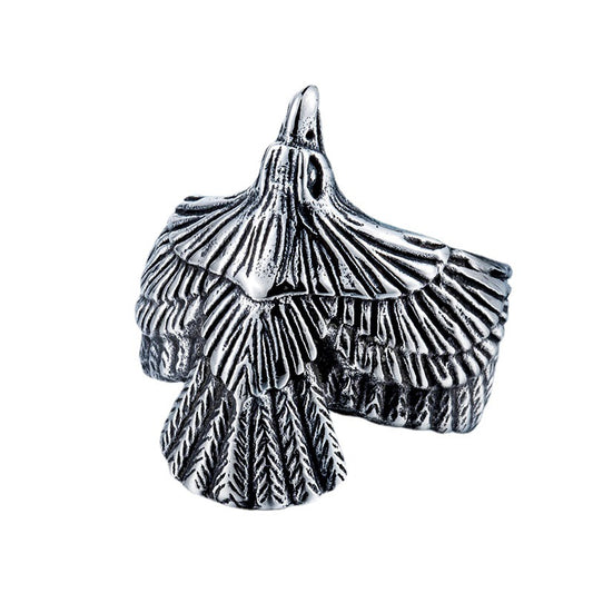 Titanium Steel Retro Flying Eagle Ring for Men - European and American Fashion Jewelry