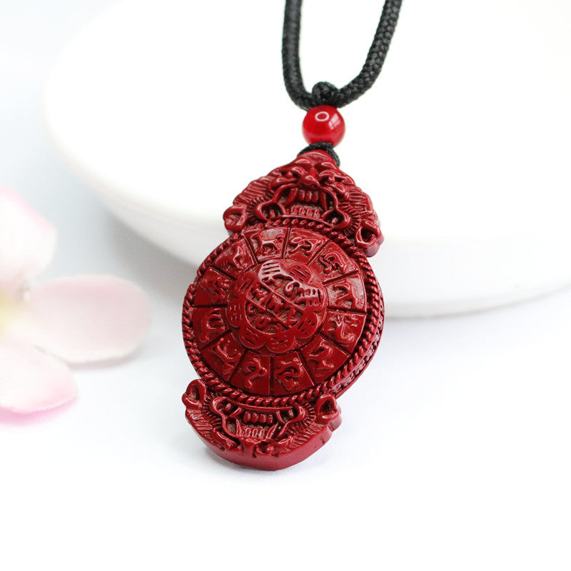 Cinnabar Pendant Double Pixiu Bagua Jewelry