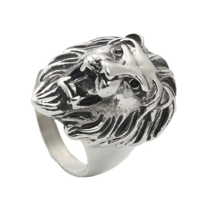 Titanium Steel Retro Lion Ring for Men - Bold Punk Jewelry Direct from Manufacturer