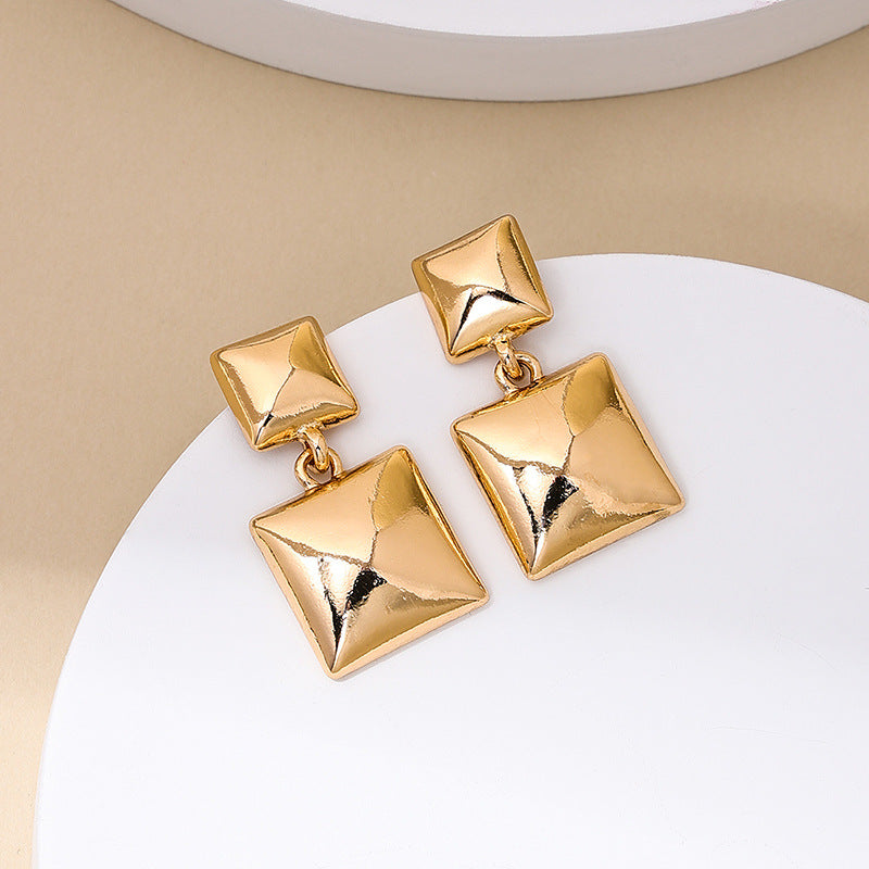 Retro Geometric Metal Earrings - Vienna Verve Collection