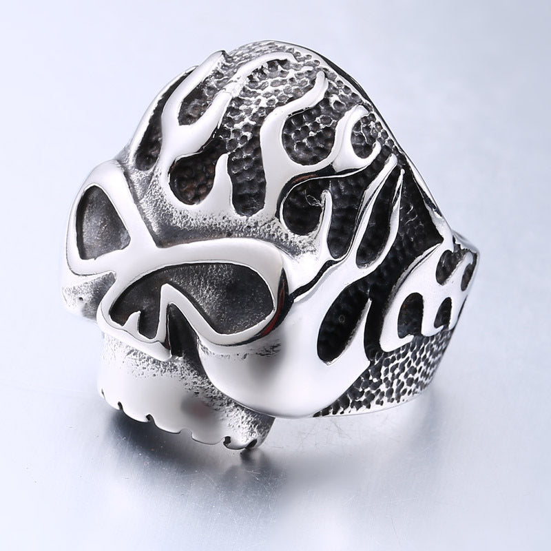 Punk-Inspired Stainless Steel Ghost Skull Ring for Men - Wholesale European and American Style