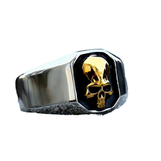 Men's Titanium Steel Punk Skull Ring - Edgy Hip Hop Style Wholesale Accessory