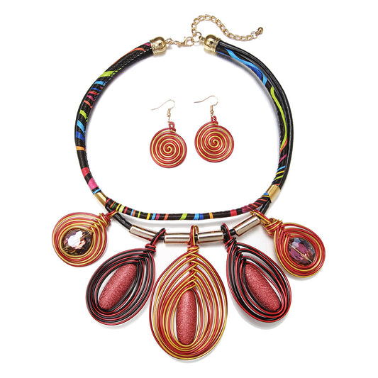 Exaggerated Frosted Resin Glass Necklace Set - Savanna Rhythms Collection