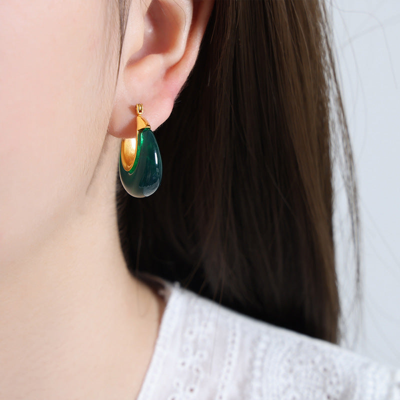 Exaggerated Retro U-Shaped Gold Plated Earrings - Women's Fashion Jewelry