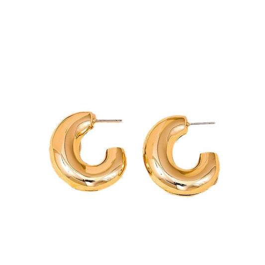 Chic Vienna Verve Metal Earrings with Glossy Circular Design