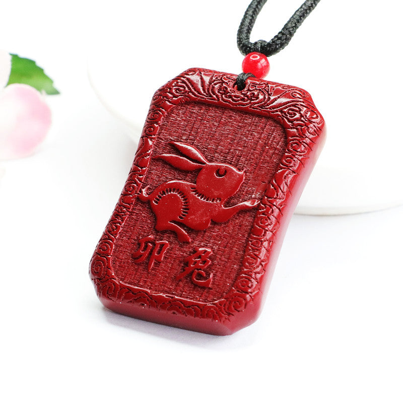 Cinnabar Rabbit Sterling Silver Pendant