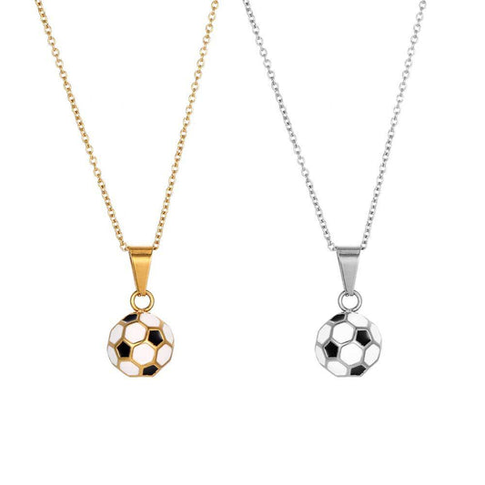 Titanium Steel Football Passion Necklace with Epoxy Pendant for All Fans