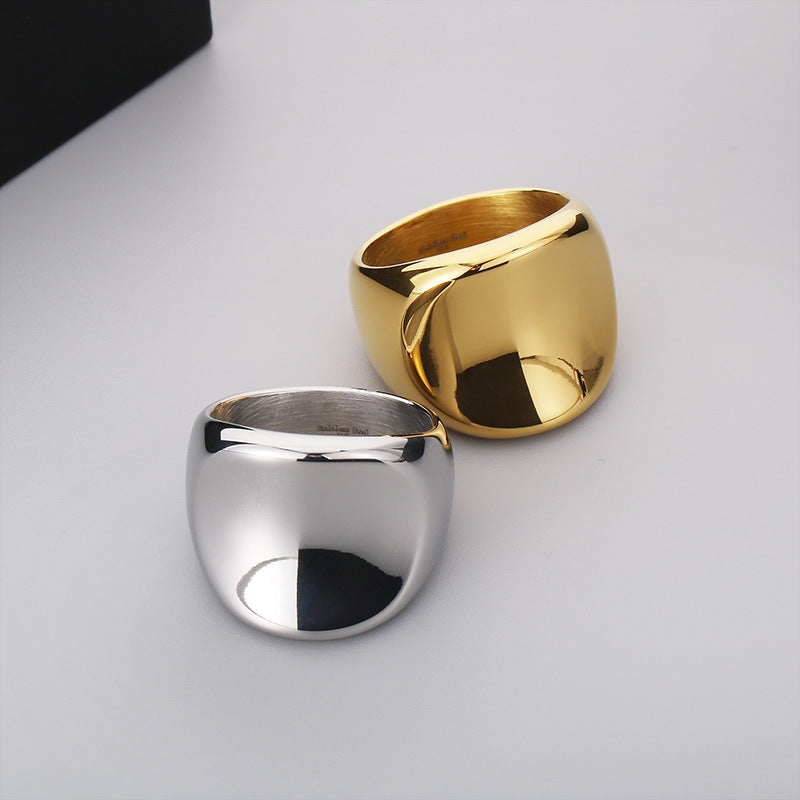 Luxury 18k Electroplated Men's Wide Band Ring - Minimalist Stainless Steel Design