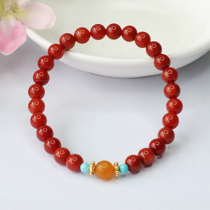 Fortune's Favor Agate and Honey Wax Amber Bracelet