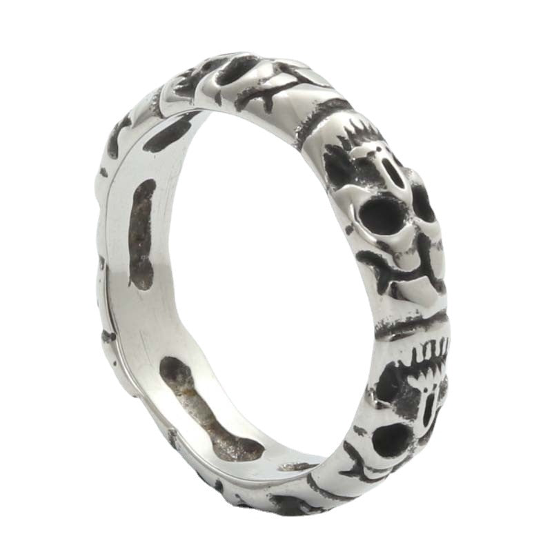 Titanium Steel Skull Ring for Men - Retro Trendy Accessory in Gold Finish