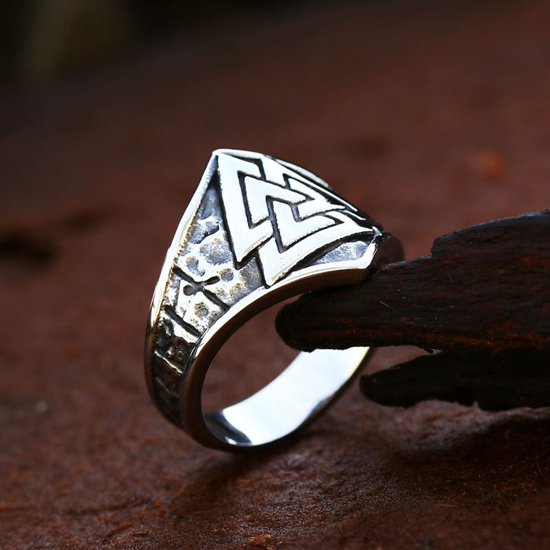 Titanium Steel Viking Stack Triangle Ring - Men's Retro Fashion Band