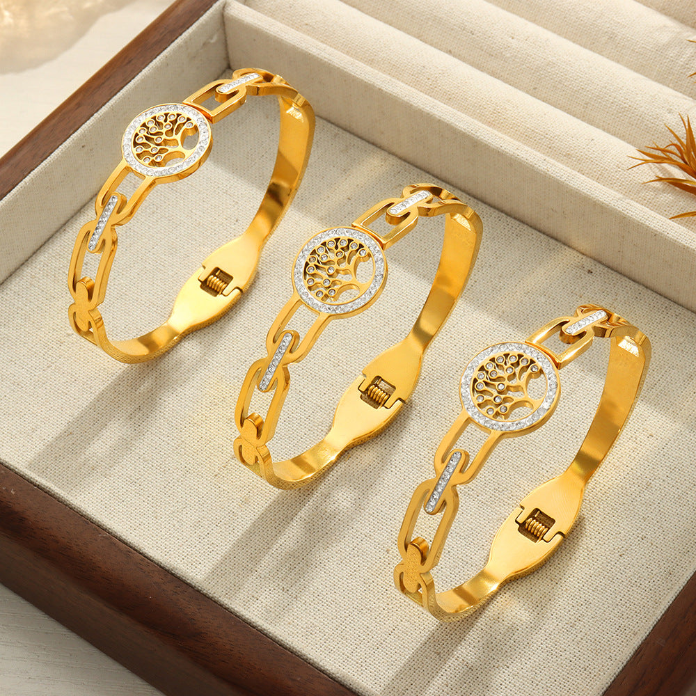 Golden World Tree Zircon Bracelet - Planderful Everyday Genie Collection