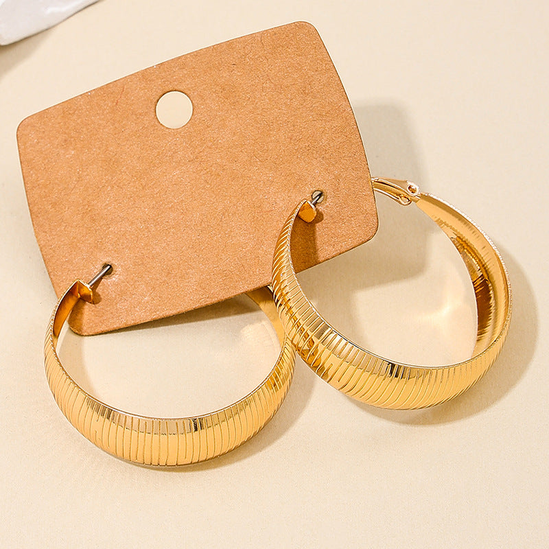 Exaggerated Retro Striped Earrings - Vienna Verve Collection