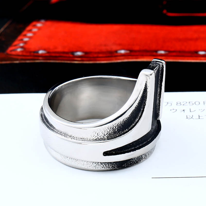 Retro T-Word Engraved Titanium Steel Ring for Men - Stylish Wholesale Jewelry