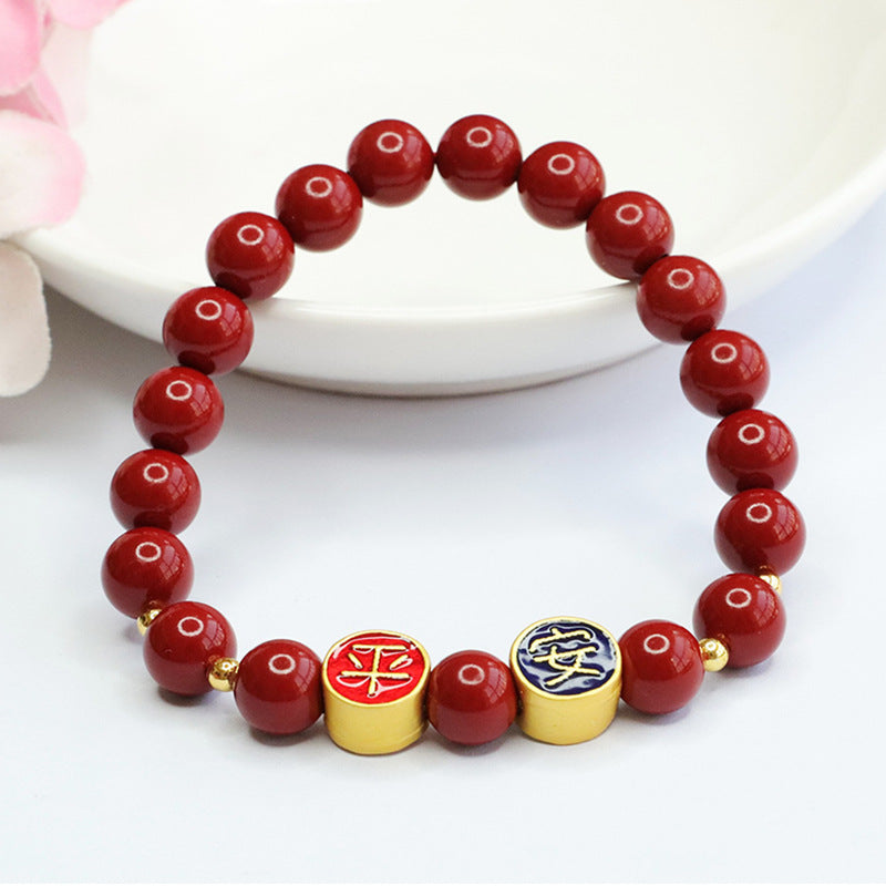 Ethnic Style Purple and Gold Cinnabar Stone Bracelet