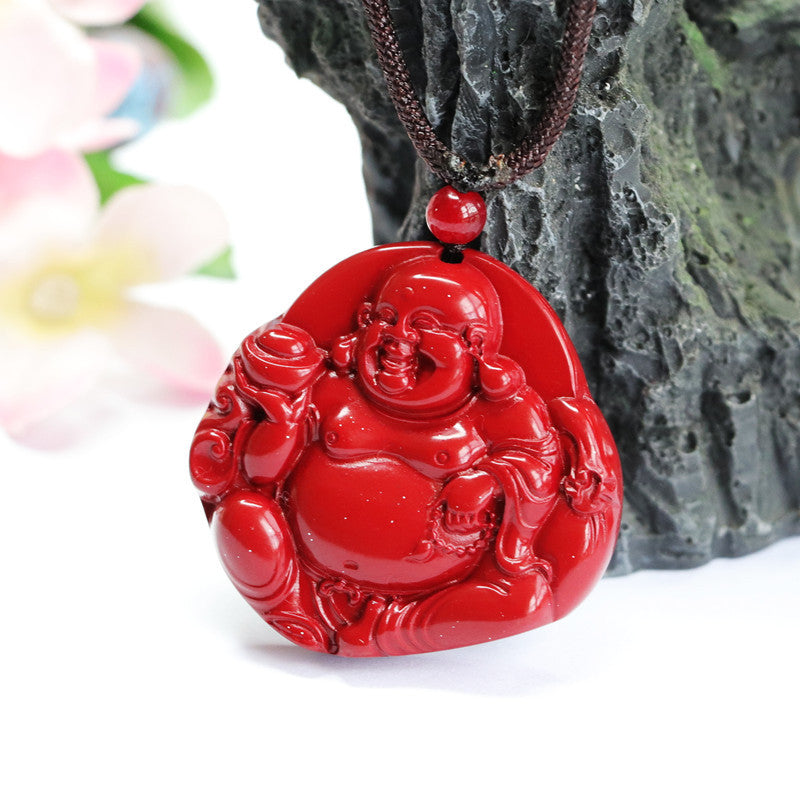 Serenity Buddha Jewelry - Sterling Silver Cinnabar Stone Pendant