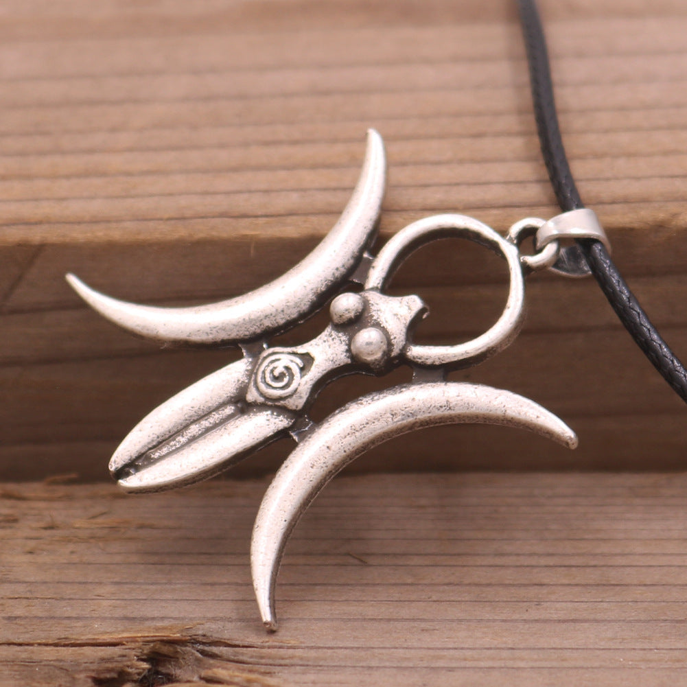 Mystical Moon Goddess Fertility Necklace - Vintage Silver Pendant for Men