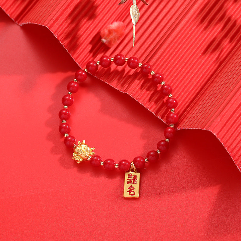 Festive Red Stone Bracelet for Prosperity and Blessings