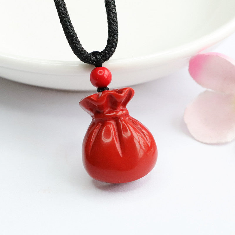 Red Sand Pendant - Sterling Silver Pendant with Cinnabar Stone for Prosperity and Good Fortune