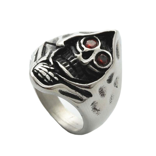 Titanium Steel Skull Ring - Retro Punk Rock Jewelry for Men