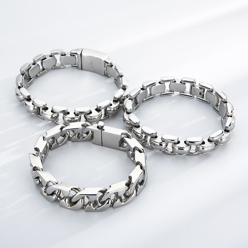 Punk-Inspired Geometric Stainless Steel Bracelet for Men - Durable and Stylish Jewelry Accessory