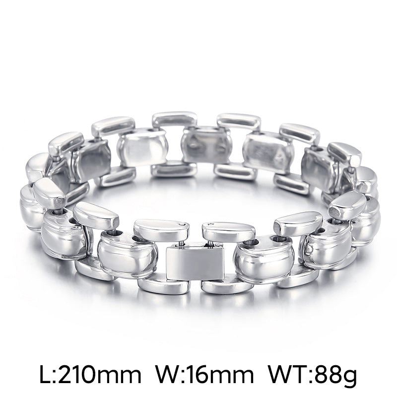 Punk-Inspired Geometric Stainless Steel Bracelet for Men - Durable and Stylish Jewelry Accessory