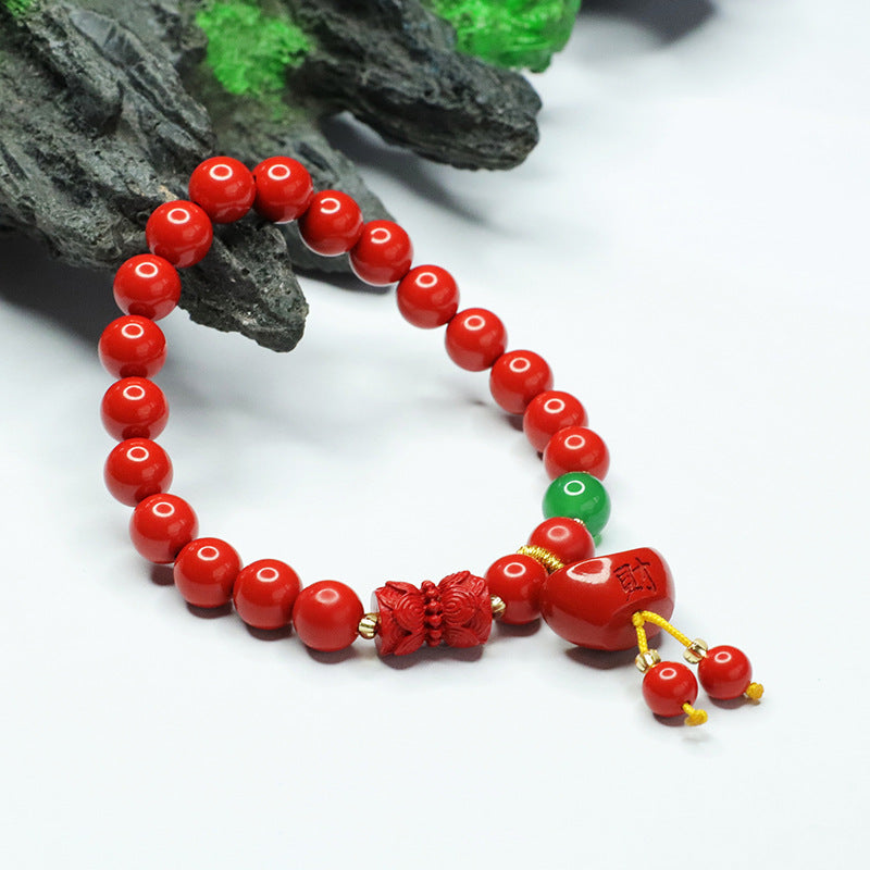 Red Sand Lotus Bracelet with Sterling Silver and Cinnabar Stone