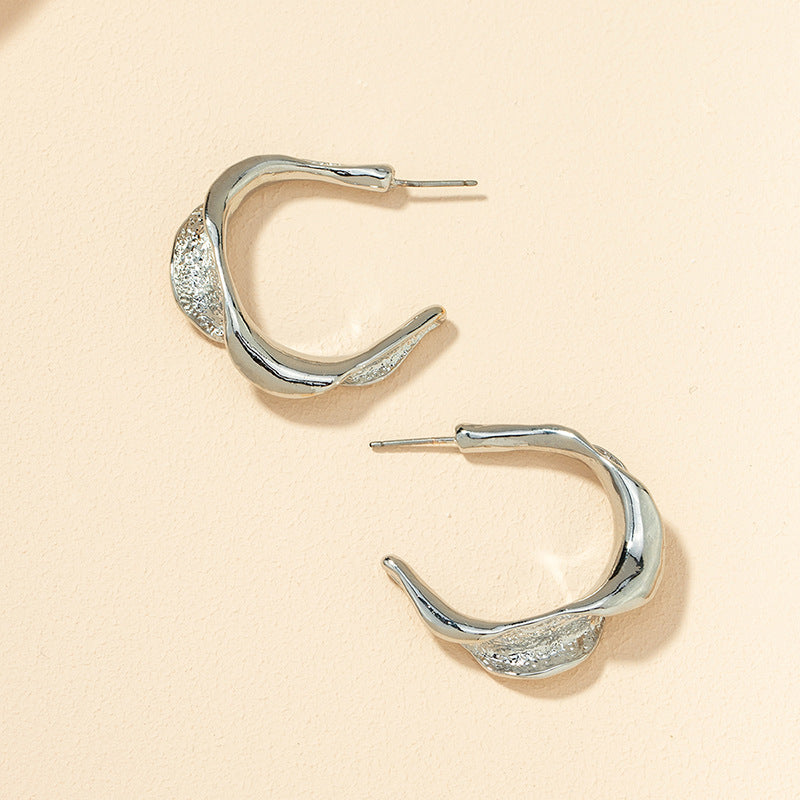 Chic Metallic C-Shaped Gold Earrings from Vienna Verve