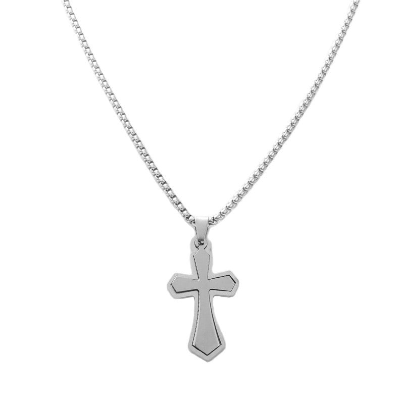 Personalized Retro Titanium Steel Cross Pendant Necklace for Trendy Men