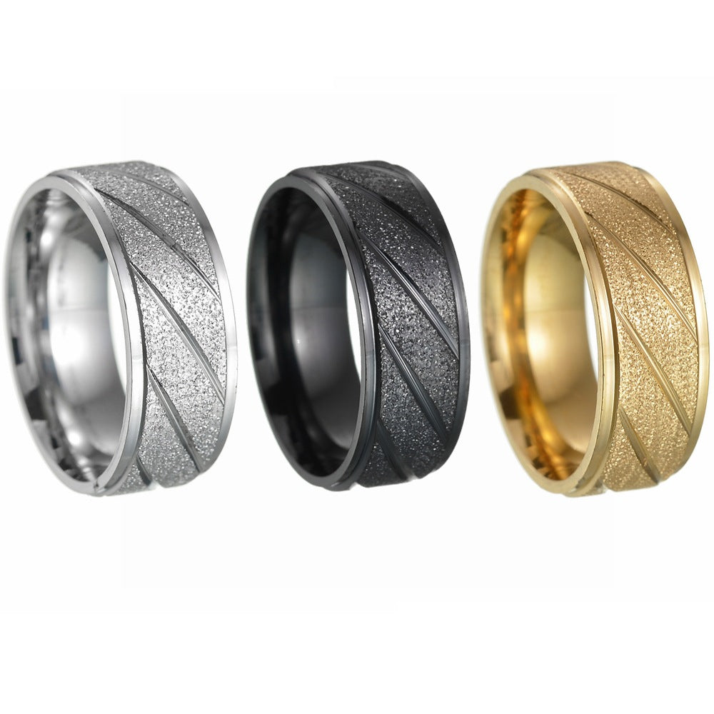 Titanium Steel Men's Outdoor Wedding Ring with Sand Face Design