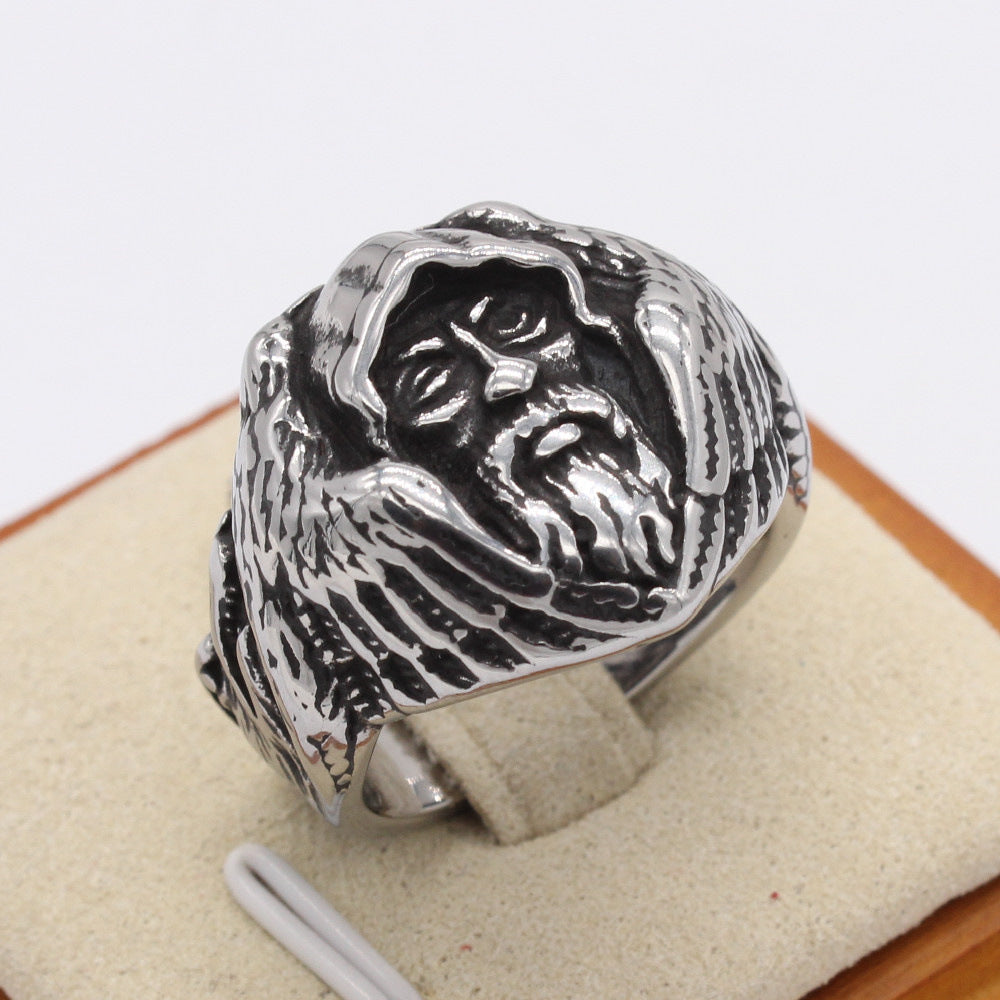 Wizard and Wings Titanium Steel Ring for Men