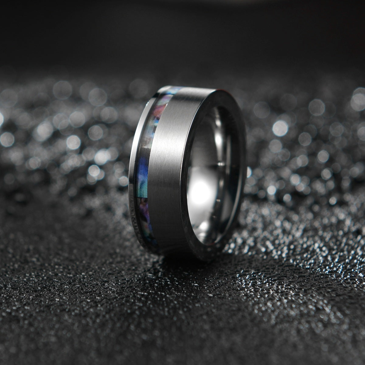 8MM Tungsten Steel Ring with Shell Paper Inlay - Men's Fashion Jewelry Wholesale