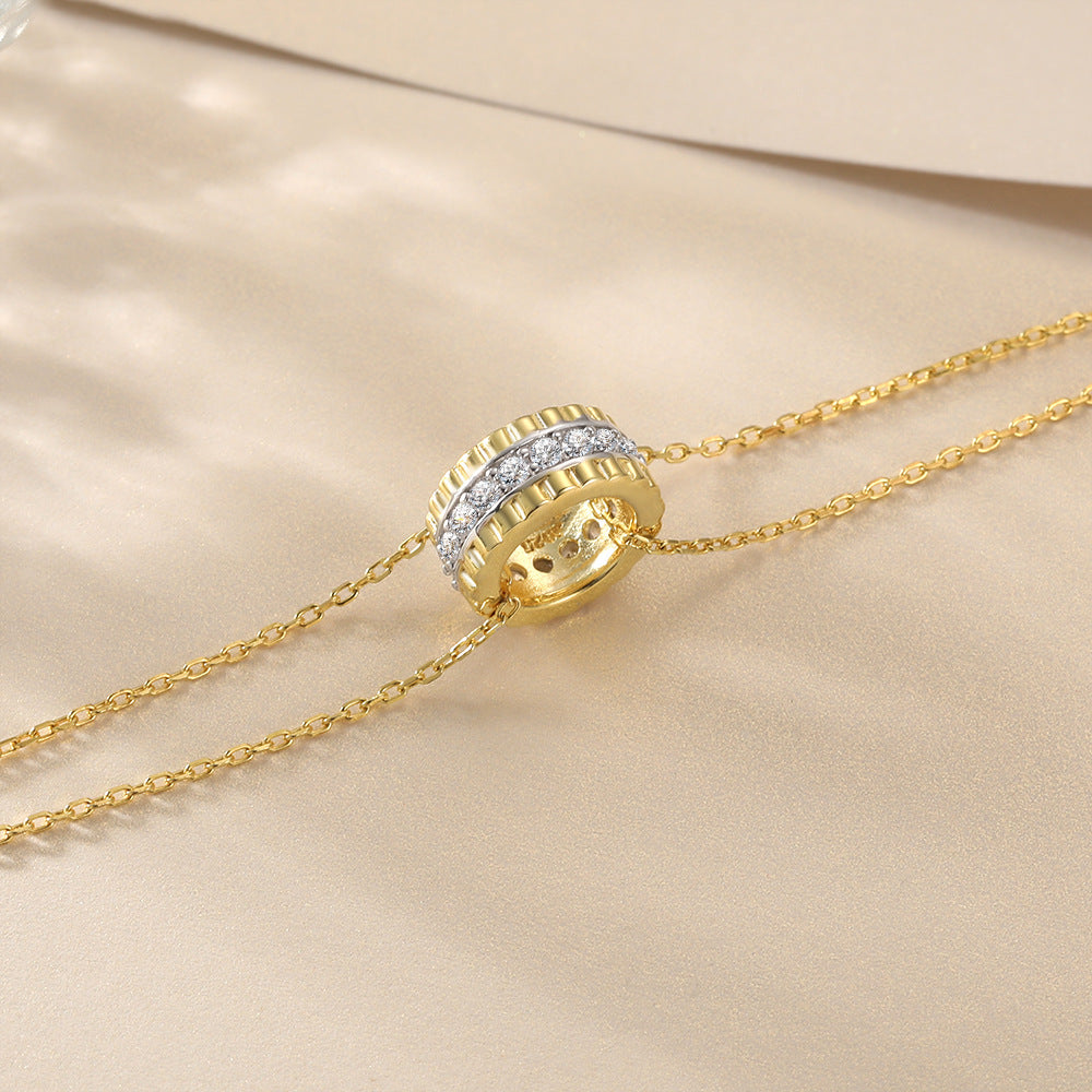 Zircon Golden Ring Pendant Sterling Silver Bracelet