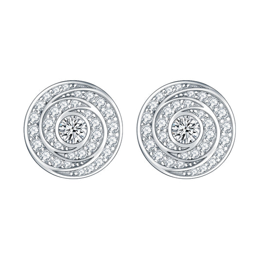 Circular Vortex Zircon Sterling Silver Stud Earrings