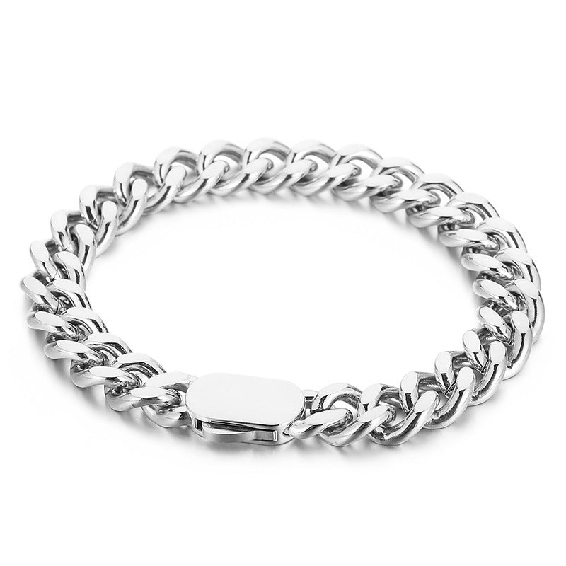 Trendy Titanium Steel Cuban Chain Bracelet for Men - Hip Hop Inspired Fashion Accessory