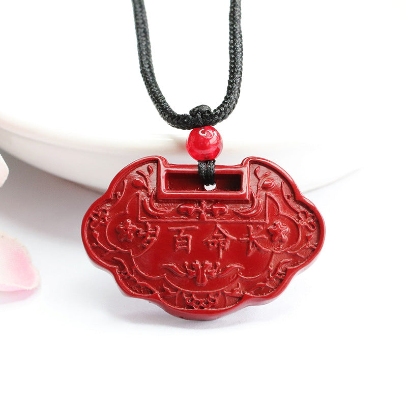 Elegant Vermilion Sand Purple Gold Ruyi Lock Pendant