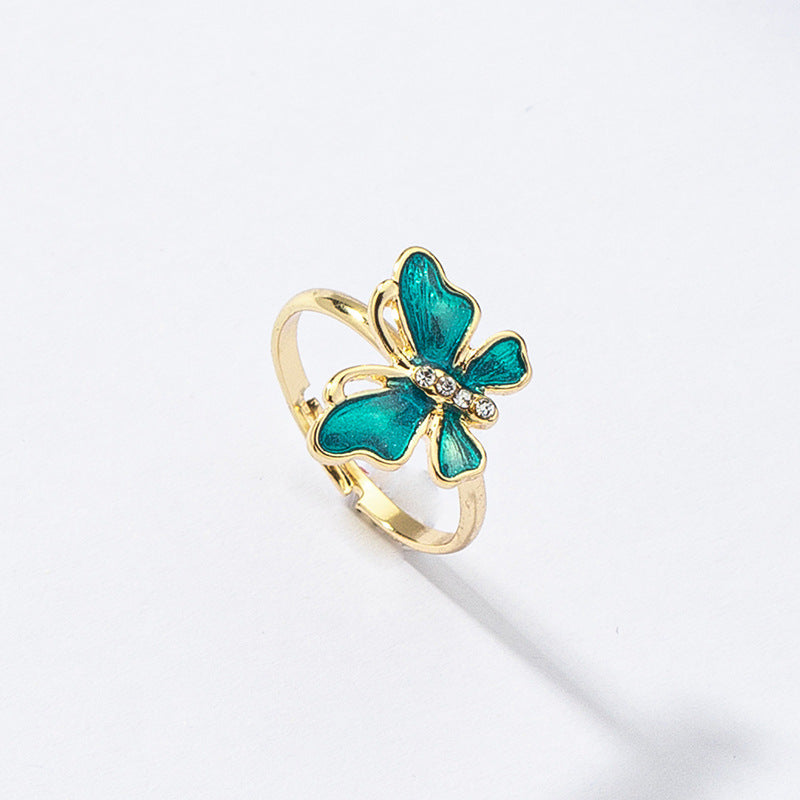 Japanese and Korean Inspired Butterfly Diamond Drop Ring - Vienna Verve Collection