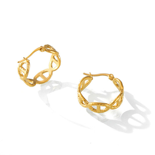 Elegant Gold-Plated Stainless Steel Earrings with Contemporary Design