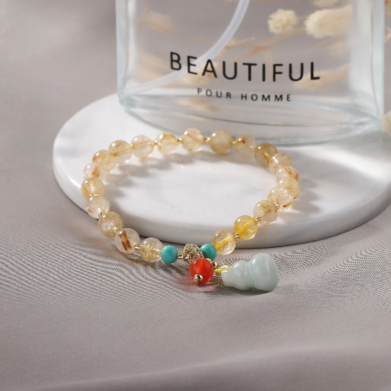 Elegant Sterling Silver Crystal and Jade Fortune Bracelet