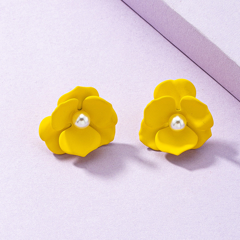 Painted Floral Earrings - Vienna Verve Collection with Metal Needles