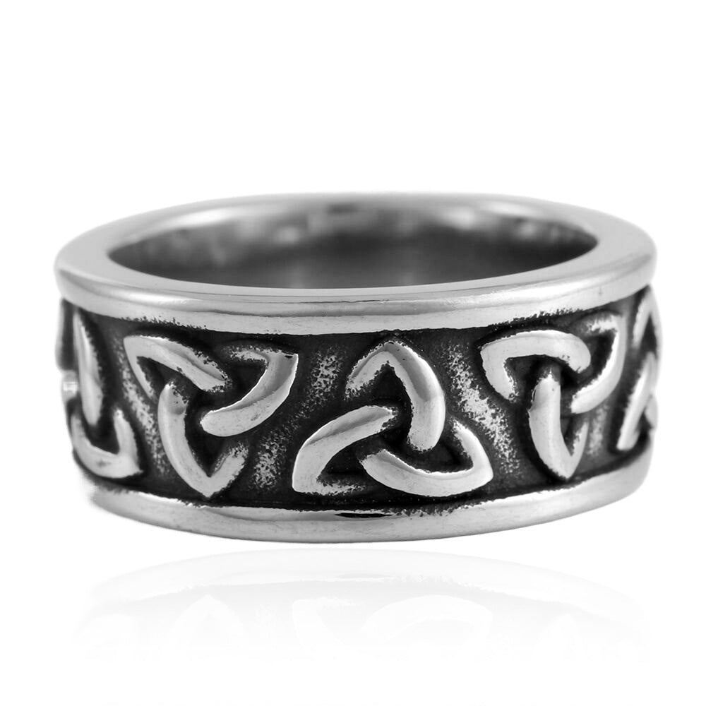 Titanium Steel Irish Flower Ring for Men - Personalized Retro Trendy Accessory Collection