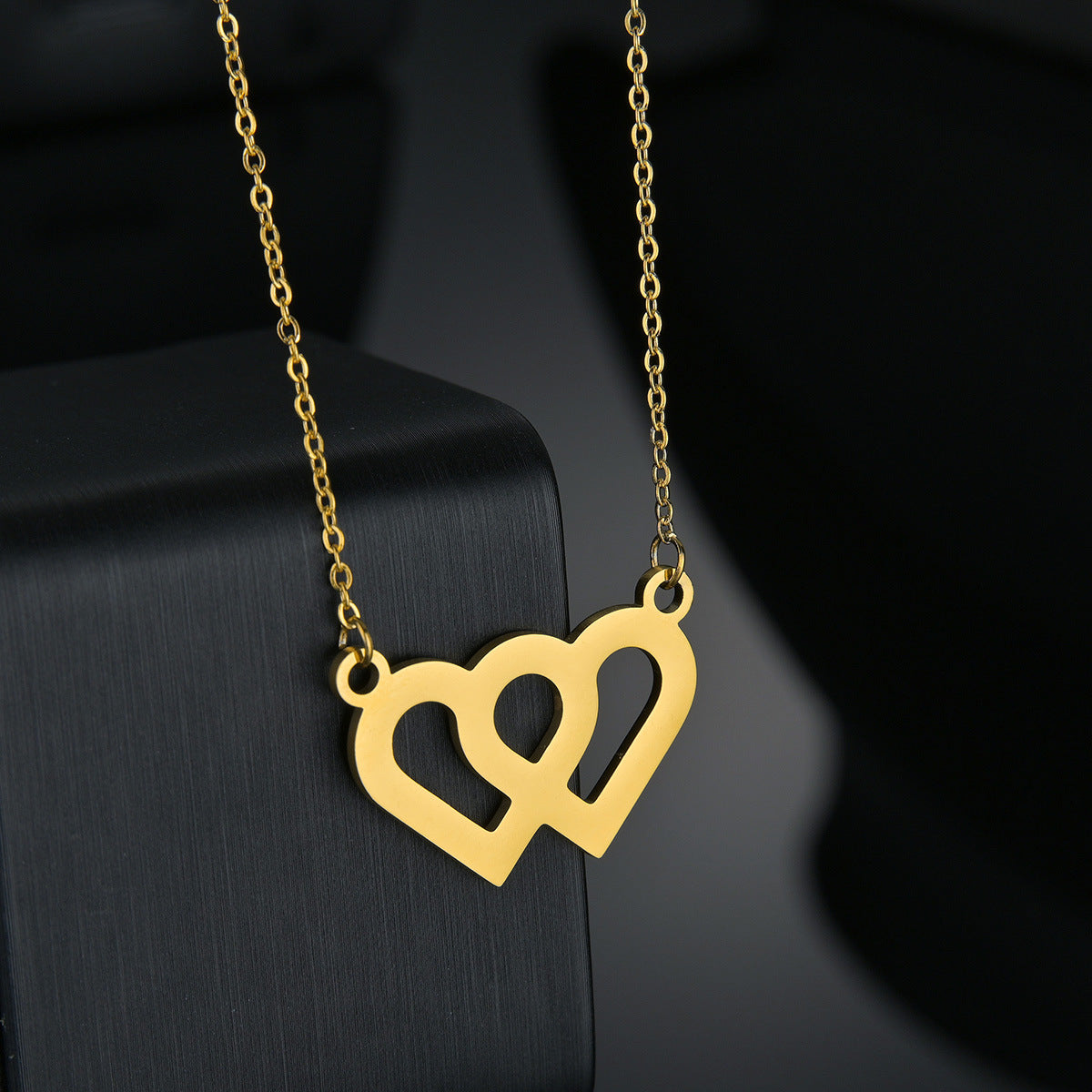 Couple's Double Love Titanium Necklace - Durable & Elegant Piece from Planderful Collection