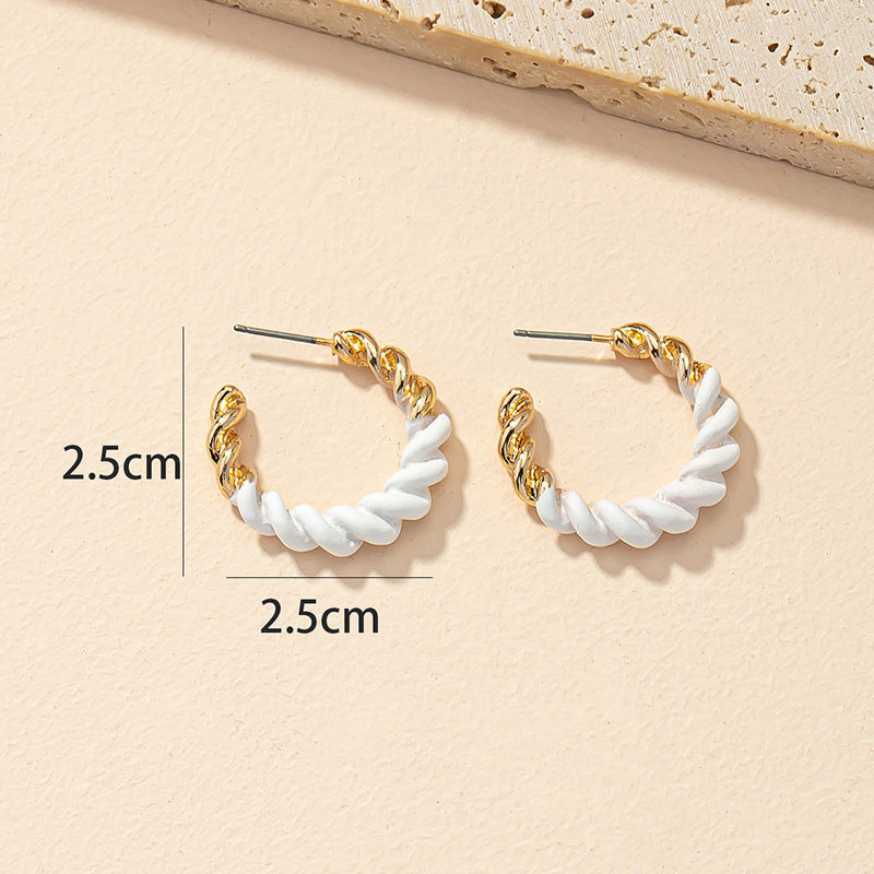 Twist Braided C-Shaped Metal Earrings in Vibrant Vienna Verve Collection